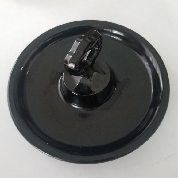 L.E. Smith Black Glass Greek Key Covered Bean Pot - Picture 4 of 5